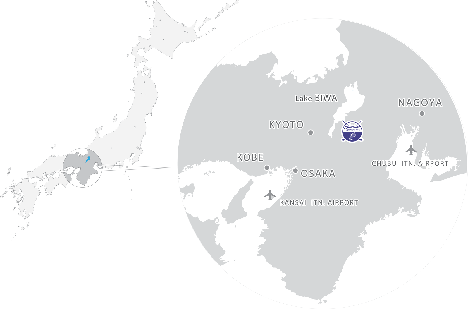 Located in the middle of Japan and near the Lake BIWA which is the largest lake in Japan